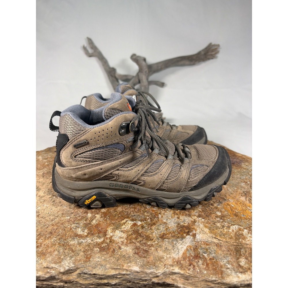 Merrell Womens Moab 3 Mid Waterproof Hiking Boots Brown Grey J500162 Size 7.5